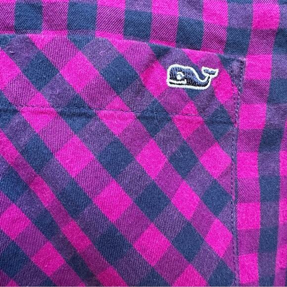 Vineyard Vines Cotton Cashmere Purple Blue Plaid Button Down Size 4 - Picture 4 of 6